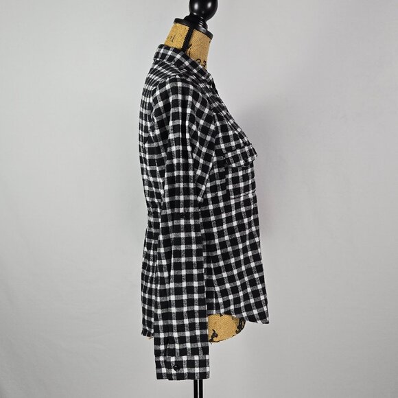 Love Tree Black White Check Button‎ Up Shirt L Long Sleeve Cotton Flannel - Picture 4 of 10